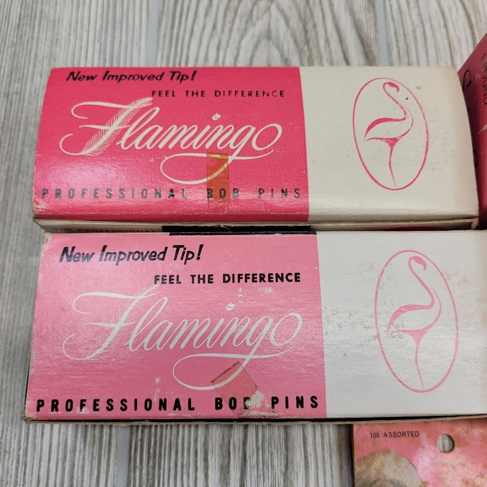 Lot of Flamingo Bob Pins Hair Ball Tipped Salon Set Professional Mid Century Vtg